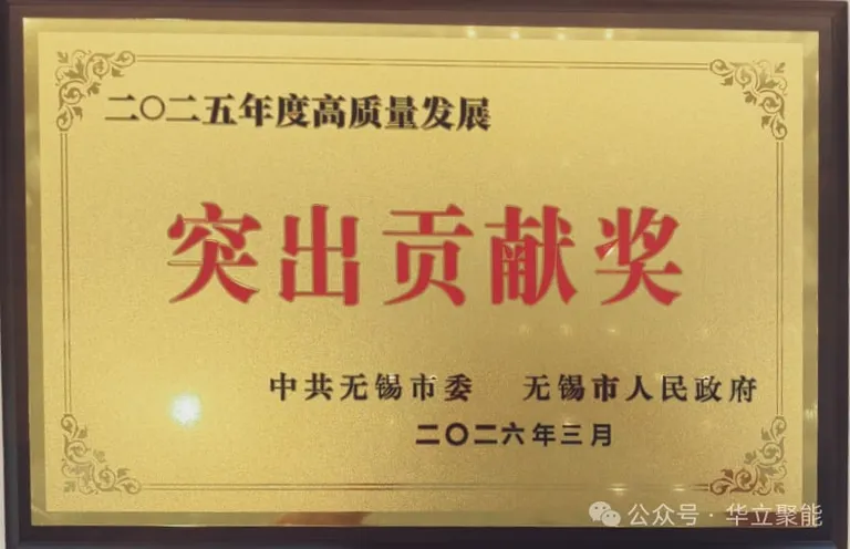 Huali Energy Honored with the 2025 High-Quality Development “Outstanding Contribution Award” by the CPC Wuxi Municipal Committee and Municipal Government